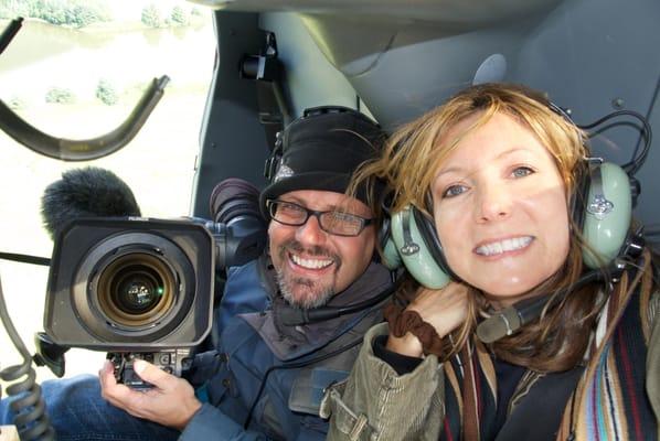 Roger and Lori high over Juneau, Alaska shooting for Holland America Cruises.