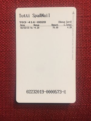 Proof of service, bonus card