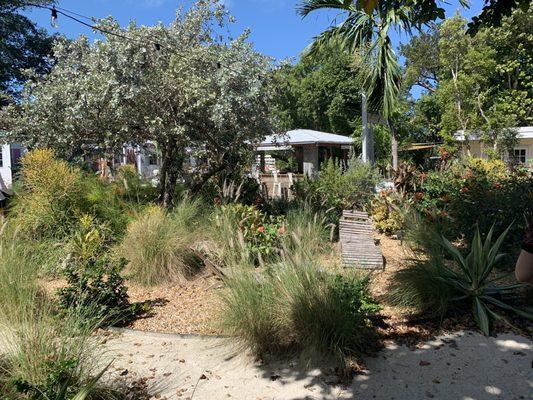 Little park behind the trading post with shops & seating areas