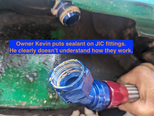 Does Kevin use sealant on brake lines?