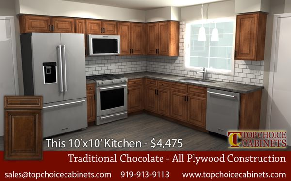 10x10 Pricing for Traditional Chocolate Cabinets