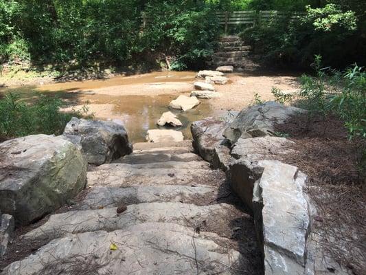 Walkway across creek that dead ends at a fence