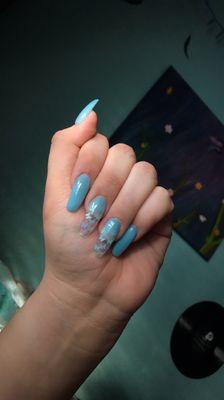 light blue butterfly nails