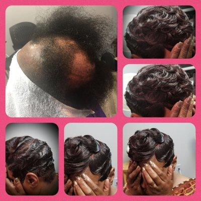 Customized hair unit with finger waves after application