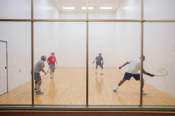 Some of our regular racquetball players on one of our 5 racquetball courts!