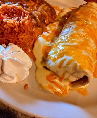 Chicken burrito with white sauce