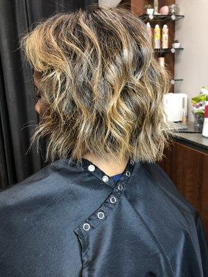 Hair cut root retouch & blonding