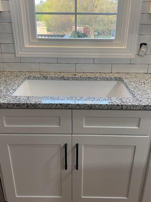 Luna Pearl granite and Blanco sink