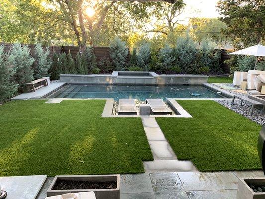 Backyard turf.