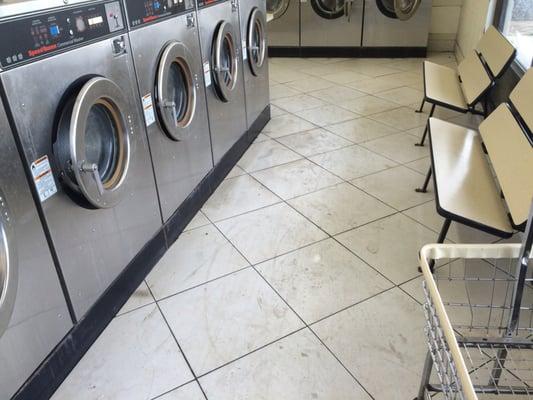 The flood in the front of the laundromat.