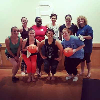 Fun with Junior League of Greenville friends at Barre3