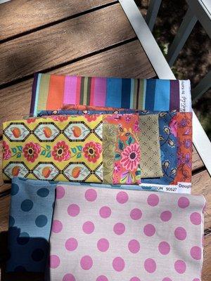 Kathy Doughty fabrics & a couple of Tilda dots.