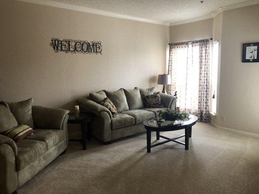 Living area of beautiful Senior Independent apartment.