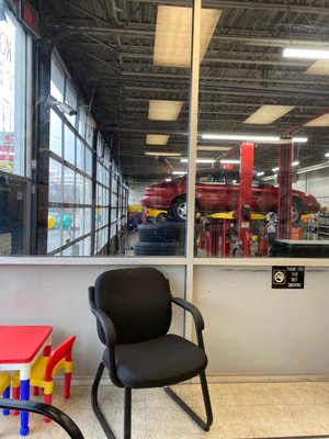 Car bays from the waiting room.