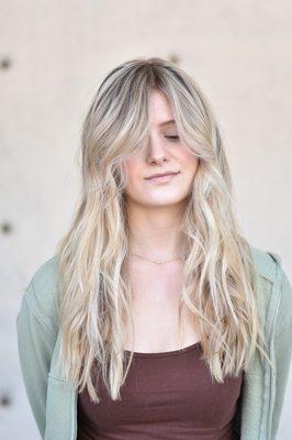 Bright blonde pieces with a natural room for a lived in blonde look!