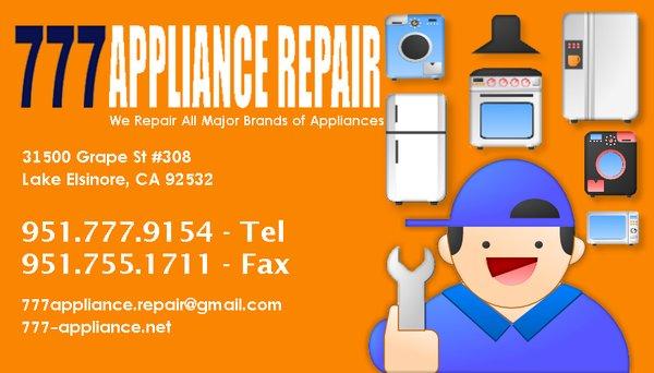 777 Appliance Repair card