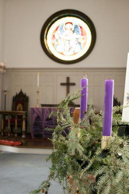 The interior during Advent.