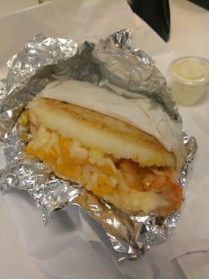 Shrimp & cheese arepa!