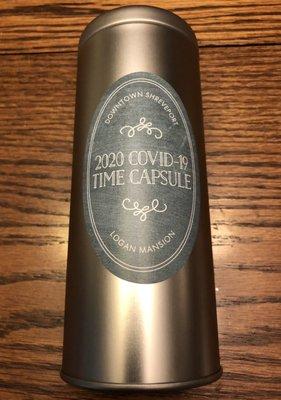 2020 Coronavirus Time Capsule purchased from the Logan Mansion. Fill it with mementos and stash it away. logan-mansion.myshopify.com