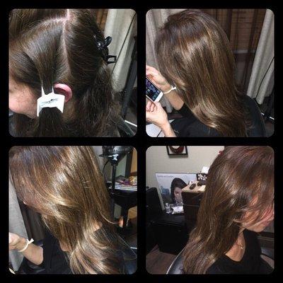 Before and after pics of Gray coverage followed by soft highlights