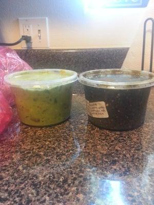 Delicious guacamole and green salsa