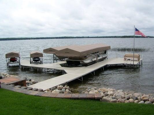 Pier Pleasure Secitonal Dock System with Vertical Lifts and SeaMark Fabrics