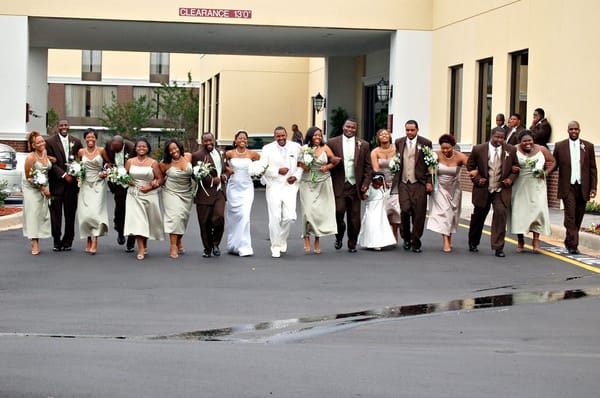 Wedding Party outside of Crowne Plaza