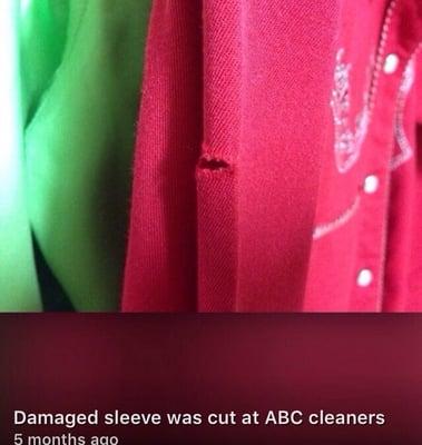 Cleaner ripped shirt refused to mend or compensate for damage