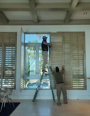 Installation of stained plantation shutters