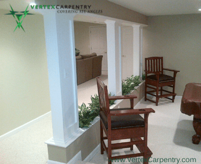 Basement renovation http://vertexcarpentry.com/home-improvements/home-remodeling