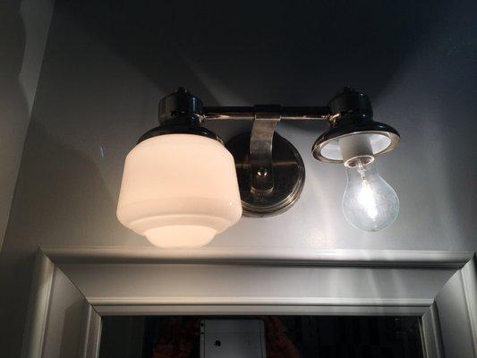 Missing globe.  Semi flush mount