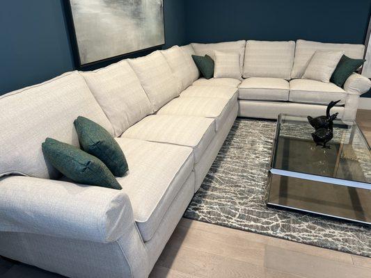 Sectional that use to be dumping and grey. Trino made it modern and beautiful.