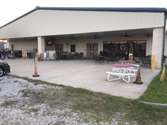 Back patio of lodge