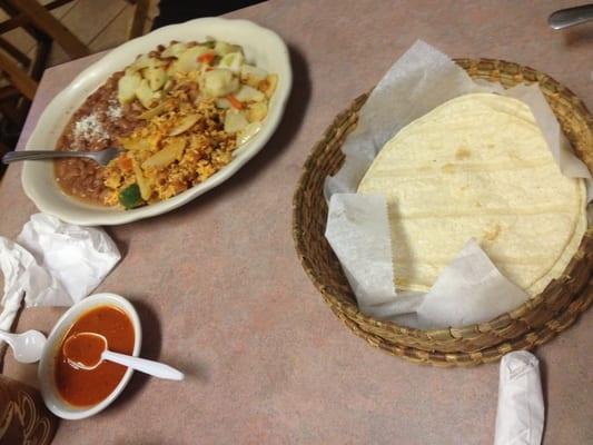 Mexican styled omelet with tortillas