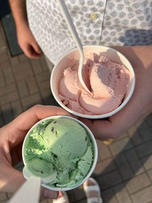 Mint chip and strawberry