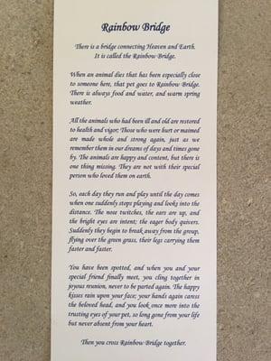 This lovely poem was included in our memorial package.