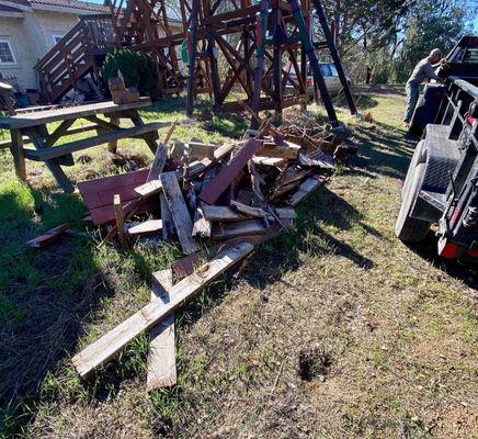 Cleaning up some debris from a customers yard