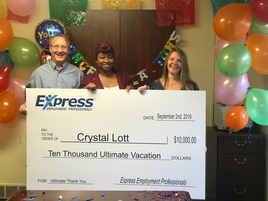 Crystal wins $10,000 vacation from Express!