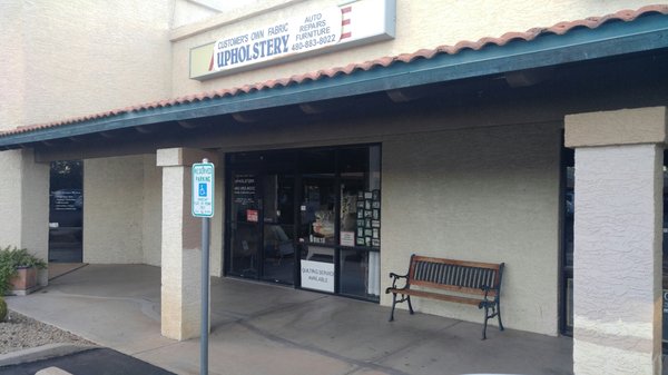 Store front as viewed from parking lot.