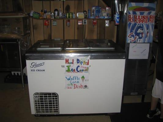 Our Camp Store has many items you may need during your visit with us.... including hand-dipped ice cream and slushies!!