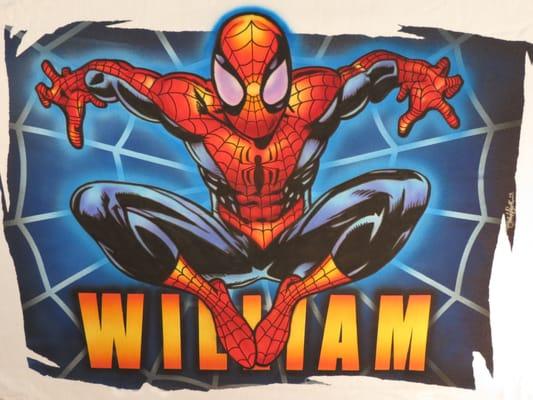 Spiderman on a pillowcase.