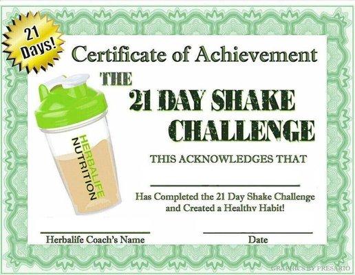 Join our 21 day shakw challenge