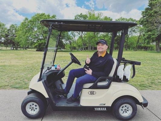 Checking out the new golf carts at Cedar Crest.