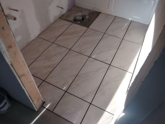 Tile floor install