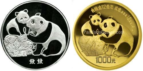 Silver and Gold Chinese Panda Coins