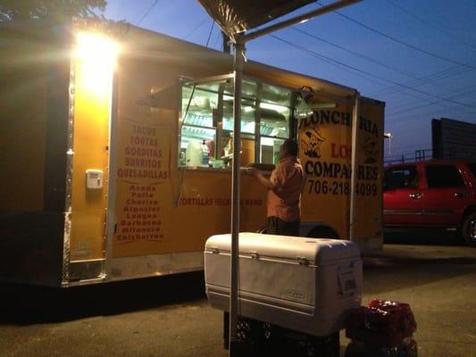 Food truck in the parking lot.