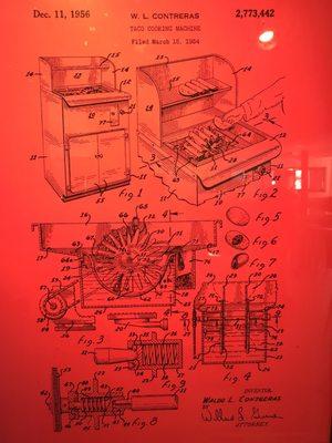 Patent application schematic of a Taco Cooking Machine.