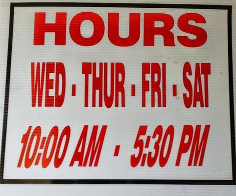 "Store hours: