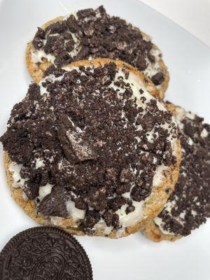 Oreo Cookies topped with Cream Cheese Frosting