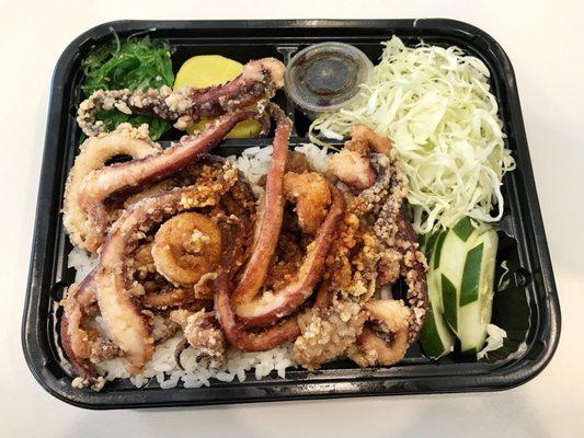 Fried Giant Squid combo with minced pork rice